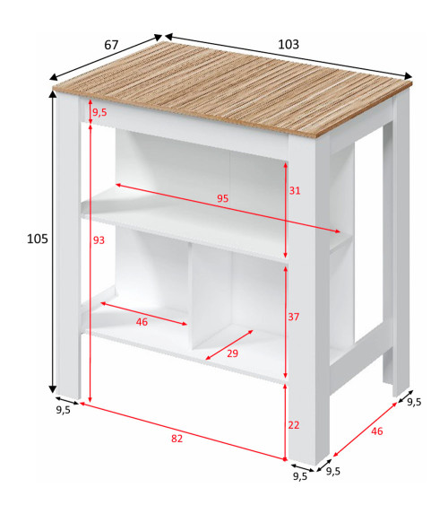 Mesa alta de cocina EDITH