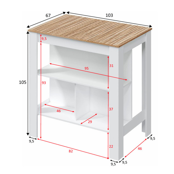 Mesa alta de cocina EDITH