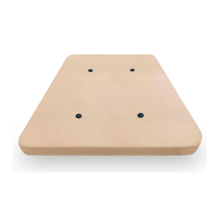 Base tapizada MALLA 3D traspirable y ultrarresistente en tejido beige para cama individual o de matrimonio.