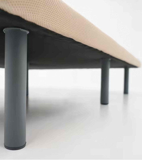Base tapizada MALLA 3D traspirable y ultrarresistente en tejido beige para cama individual o de matrimonio.