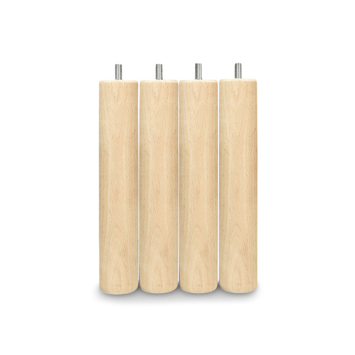 Pack 4 patas de somier forma cilíndrica en madera