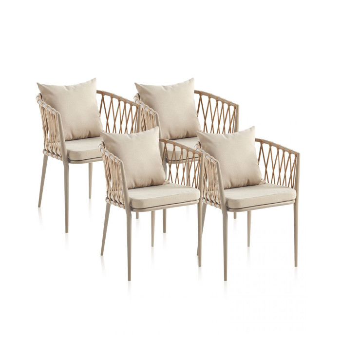 Pack de 4 Sillones Breza color arena