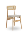 Pack de 2 Sillas de comedor Honey de Tela Beige y Madera Natural