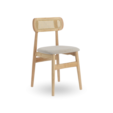 Pack de 2 Sillas de comedor Honey de Tela Beige y Madera Natural