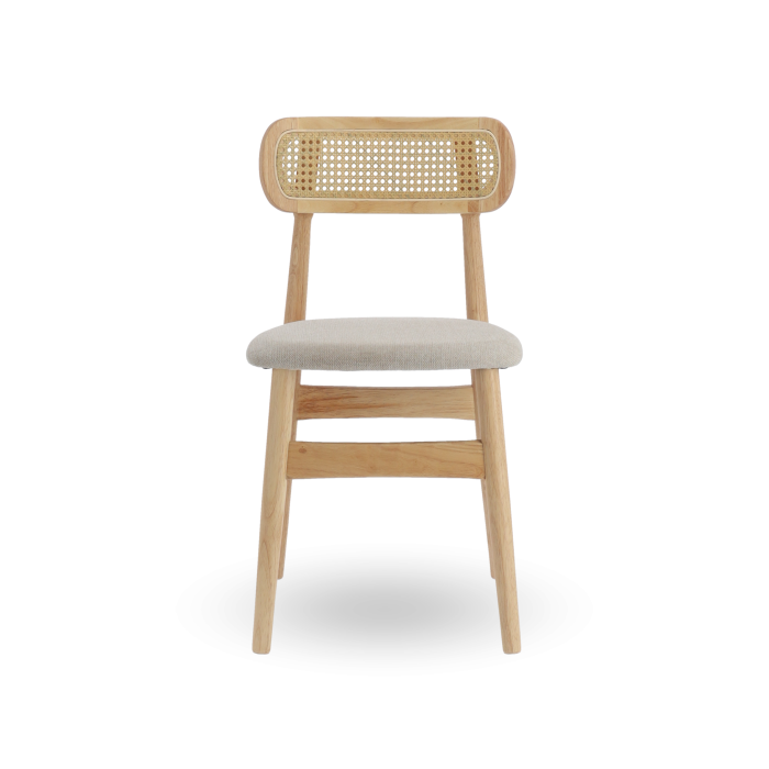 Pack de 2 Sillas de comedor Honey de Tela Beige y Madera Natural