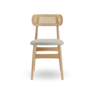 Pack de 2 Sillas de comedor Honey de Tela Beige y Madera Natural