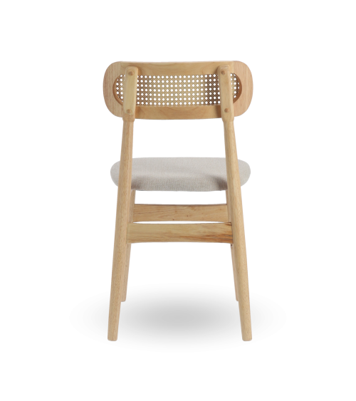 Pack de 2 Sillas de comedor Honey de Tela Beige y Madera Natural