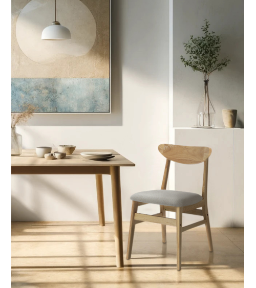 Elegante Pack de 2 Sillas de Comedor Dover - De tela y Madera Natural