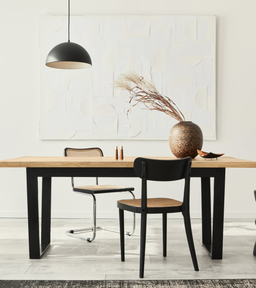 Mesa de comedor patas en U en Roble Macizo