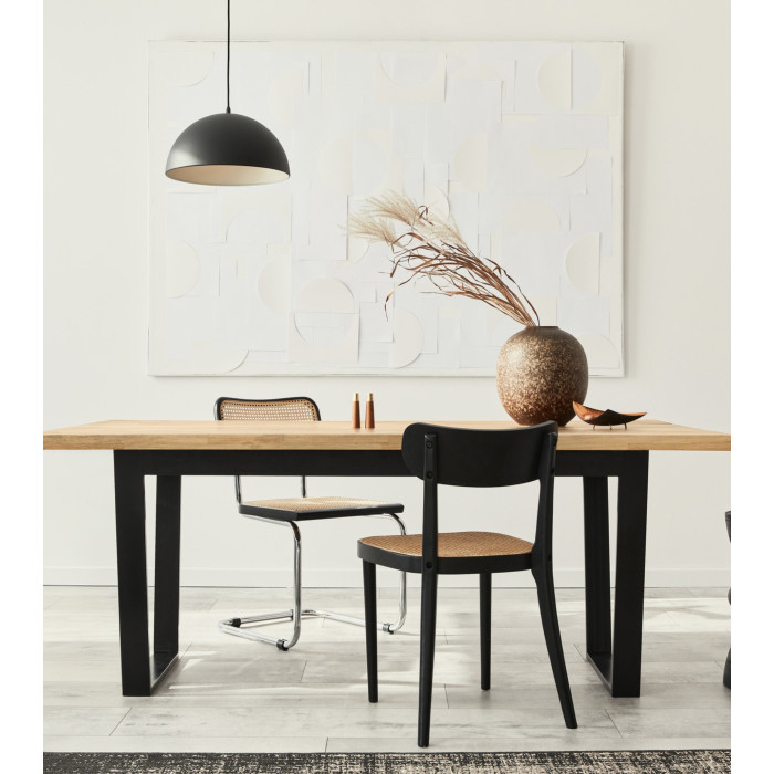 Mesa de comedor patas en U en Roble Macizo