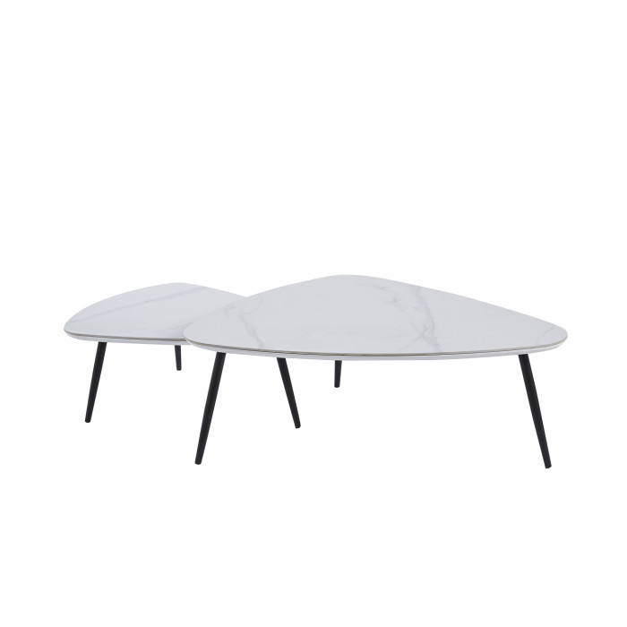 Mesa de centro Island – Juego de 2 mesas nido con acabado cerámico