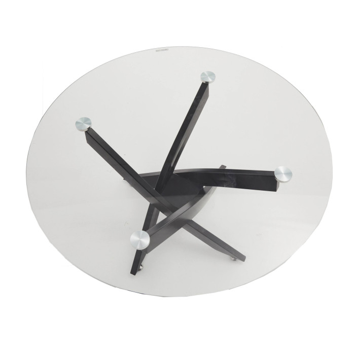 Mesa comedor redonda de cristal DAN patas cruzadas