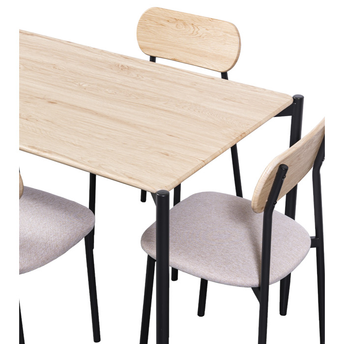 Pack Nairobi – Mesa y 4 sillas estilo industrial en roble y negro