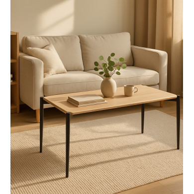 Mesa de centro Nantolin – Estilo industrial en negro y roble