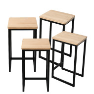 Pack Degano – Mesa alta y 4 taburetes en metal negro y roble