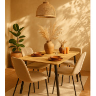 Mesa comedor Emma – Roble y metal negro | Moderna y funcional