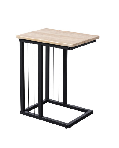 Mesa Auxiliar Aruba – Roble y metal negro, diseño compacto