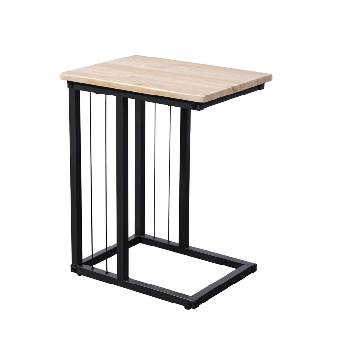 Mesa Auxiliar Aruba – Roble y metal negro, diseño compacto