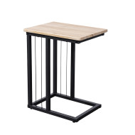 Mesa Auxiliar Aruba – Roble y metal negro, diseño compacto