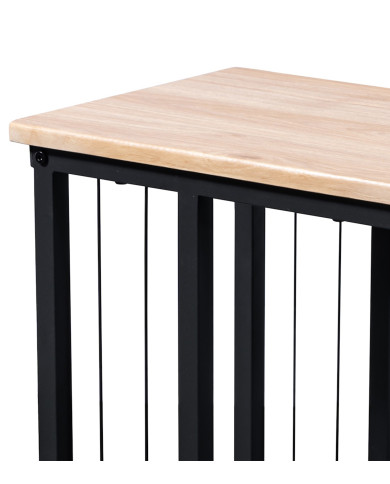 Mesa Auxiliar Aruba – Roble y metal negro, diseño compacto