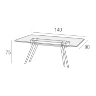 Mesa de Comedor Marama – Cristal templado, roble y metal negro