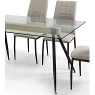 Mesa de Comedor Marama – Cristal templado, roble y metal negro