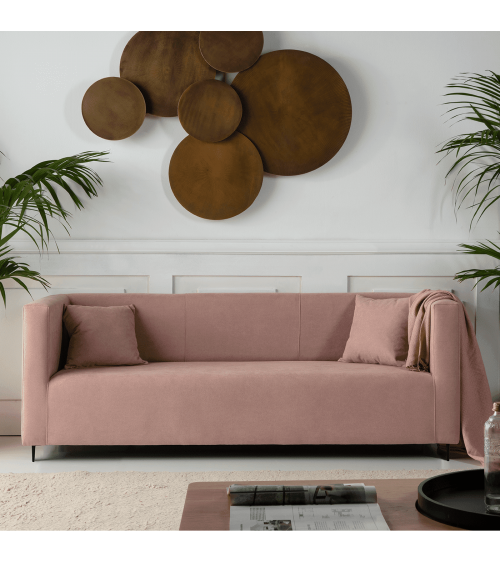 Sofá 3 plazas terciopelo rosa Happiness Pink | Cambia Tus Muebles