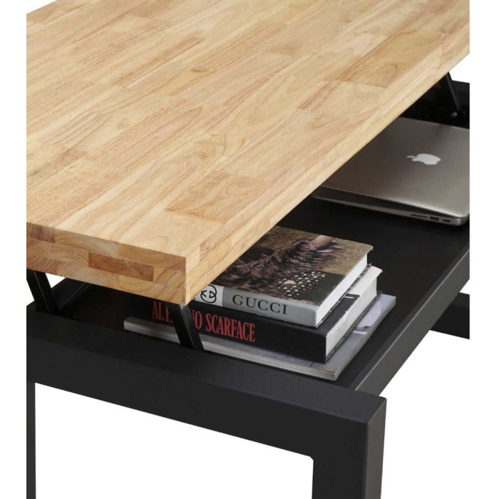 Mesa de centro elevable DAREK, madera industrial