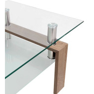 Mesa de centro Kendra - Mesa de centro de cristal y madera