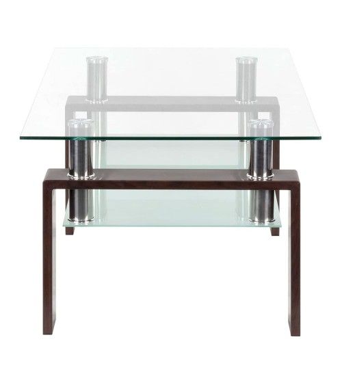 Mesa de centro Kendra - Mesa de centro de cristal y madera