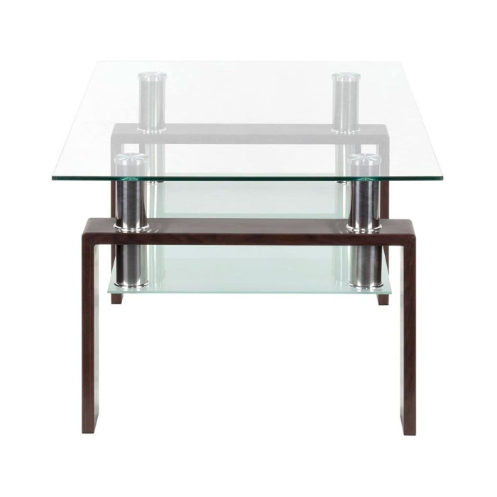 Mesa de centro Kendra - Mesa de centro de cristal y madera