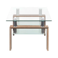 Mesa de centro Kendra - Mesa de centro de cristal y madera