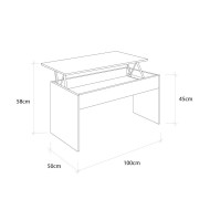 mesa cafe, blanco, roble, centro, elevable, salon, barato, economico,