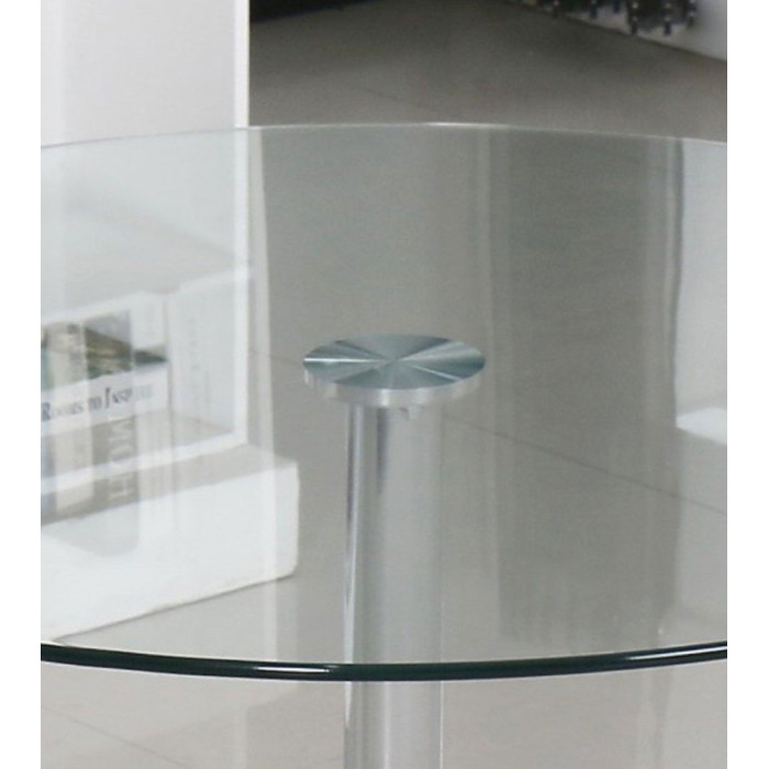 Mesa redonda de cristal RUNA con pata metálica