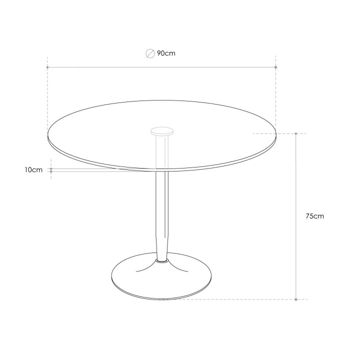Mesa redonda de cristal RUNA con pata metálica