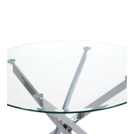 Mesa comedor redonda de cristal DAN patas cruzadas