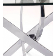 Mesa comedor redonda de cristal DAN patas cruzadas