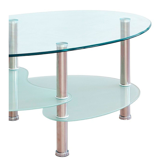 Mesa centro cristal DENISE, ovalada con revistero