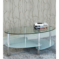 Mesa centro cristal DENISE, ovalada con revistero