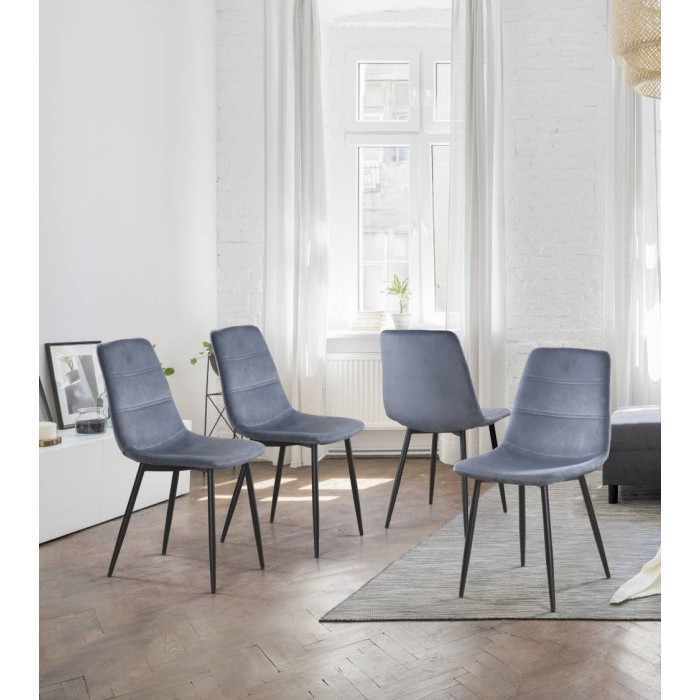Sillas comedor terciopelo DENMARK - Pack 4 Uds.