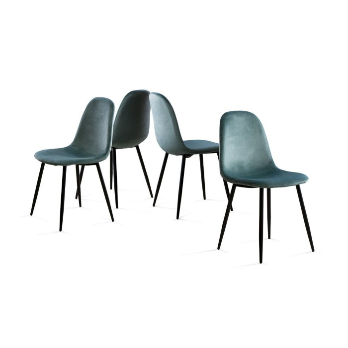 Sillas de comedor de terciopelo SWEDEN - Pack 4 Uds.