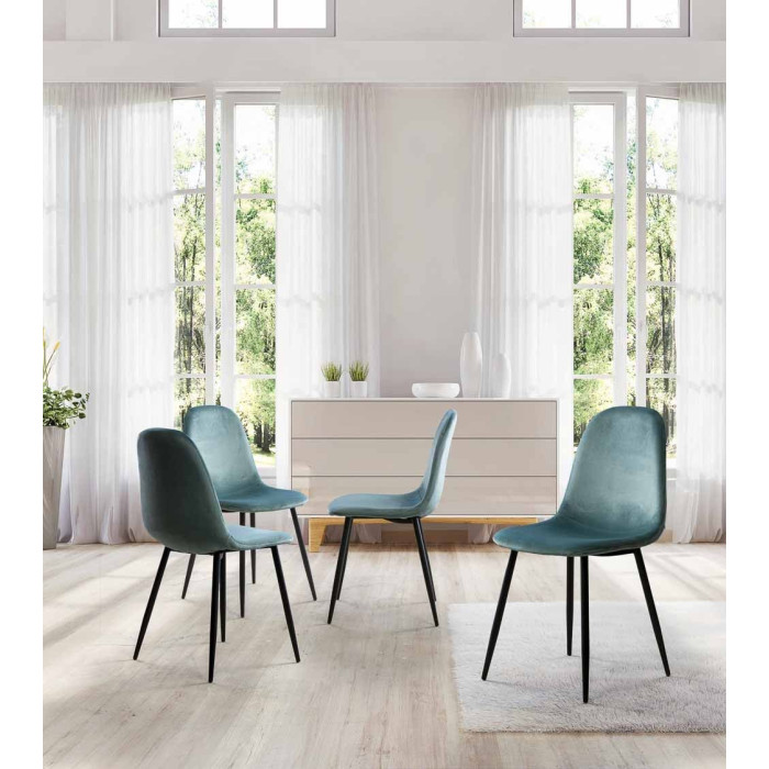 Sillas de comedor de terciopelo SWEDEN - Pack 4 Uds.