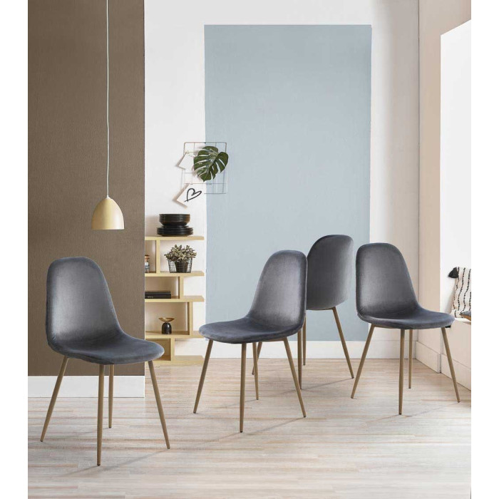 Sillas de comedor de terciopelo SWEDEN - Pack 4 Uds.