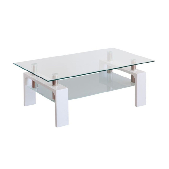Mesa de centro Kendra - Mesa de centro de cristal y madera