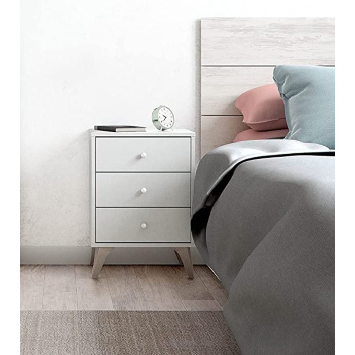 Mesita de noche blanca nórdica CANDY