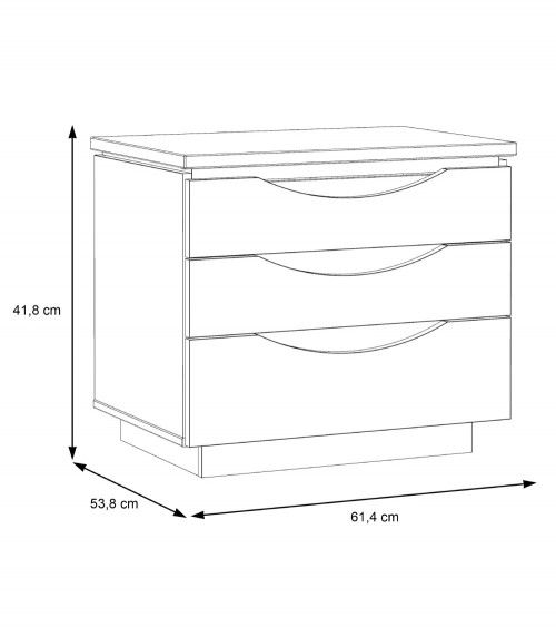 Mesita de noche 3 cajones con luces led SATURN
