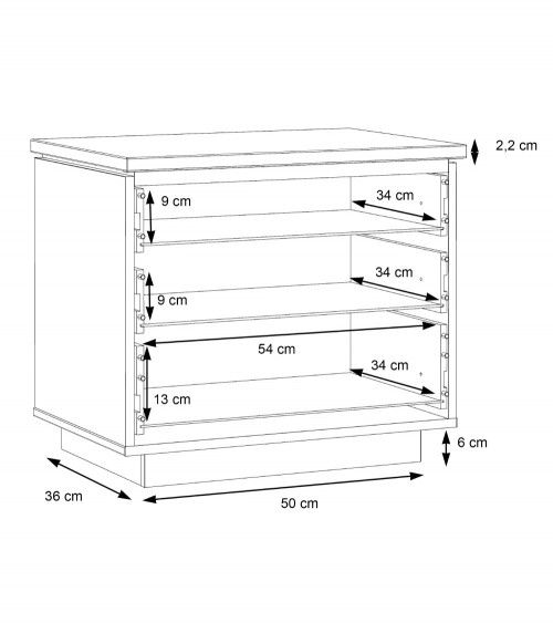 Mesita de noche 3 cajones con luces led SATURN