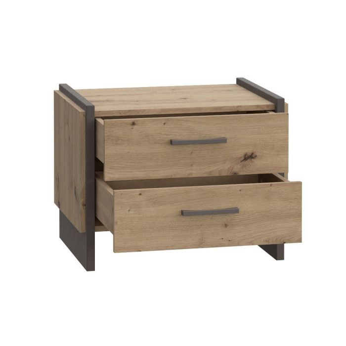 Mesita de noche 2 cajones estilo industrial FRANK