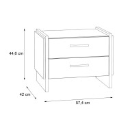 Mesita de noche 2 cajones estilo industrial FRANK