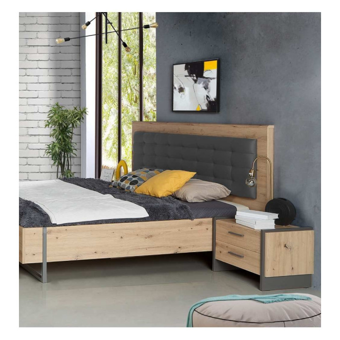 Mesita de noche 2 cajones estilo industrial FRANK